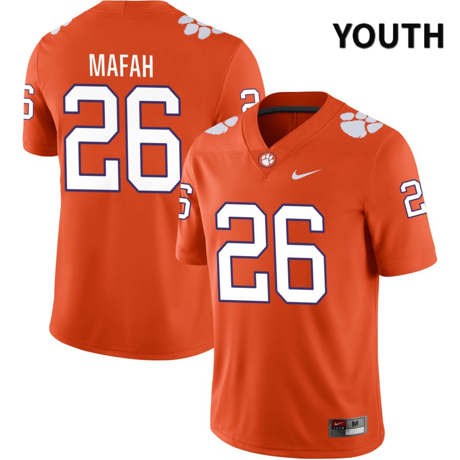 Youth Clemson Tigers Phil Mafah #26 College Orange NIL 2022 NCAA Authentic Jersey Version LRT61N6I